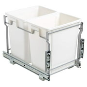 Silverline Double 20 Qt. Kitchen Cabinet Pull-Out White Waste Container Recycle Trash Can