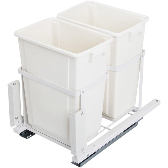 Silverline Double Soft Close Pull-Out Waste Bin with Under-Mount Slides,40 Liter Capacity (2X 20L), Fits 18" Base Cabinets