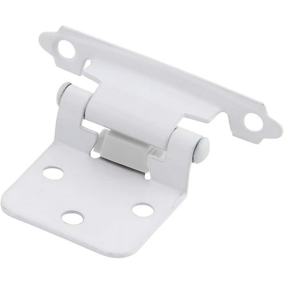 Silverline SH5001-WT Self Close Flush Hinge 1.2mm Thick Cabinet Hardware Face Mount Overlay Variable White (2 Pairs (4PK), White)