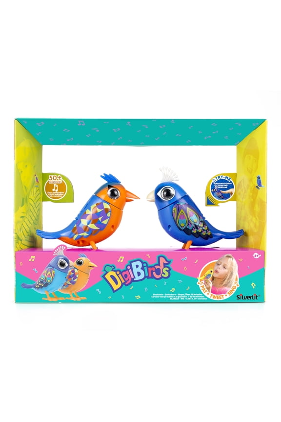 Digibirds Twin Pack, Interactive, Animated Electronic pet with Sounds and Record & Playback, Sings, Head Turns