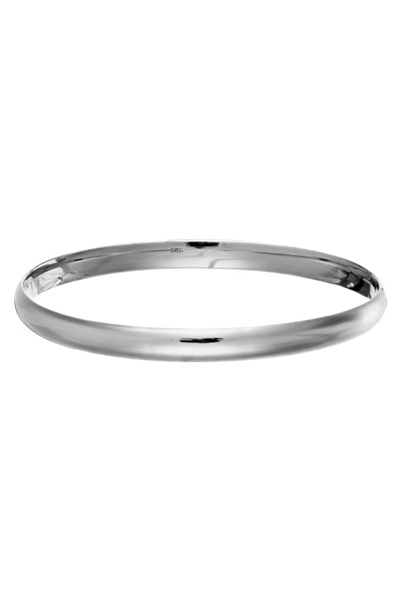 6 mm Plain Round 925 Solid Silver Bangle - Classic Sterling Silver Bracelet for Women - Thin Stackable Ladies Bracelets - Minimalist Silver Stacking Bracelets for Teenage Girls