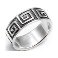 thumbnail image 1 of Silverly 8 mm Greek Key Ring - 925 Sterling Silver Rings Women - Chunky Men's Rings - Classic Design Grecian Fret Wedding Band - Wedding Rings His and Hers - Geometric Jewellery - Ancient Greece Style, 1 of 1