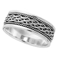thumbnail image 1 of Silverly Celtic Knot Engagement Rings - Sterling Silver Rings - Men's 925 Solid Silver Rings - 8 mm Wide Braided Wedding Band - Wedding Rings His and Hers - Ladies Rings, 1 of 1