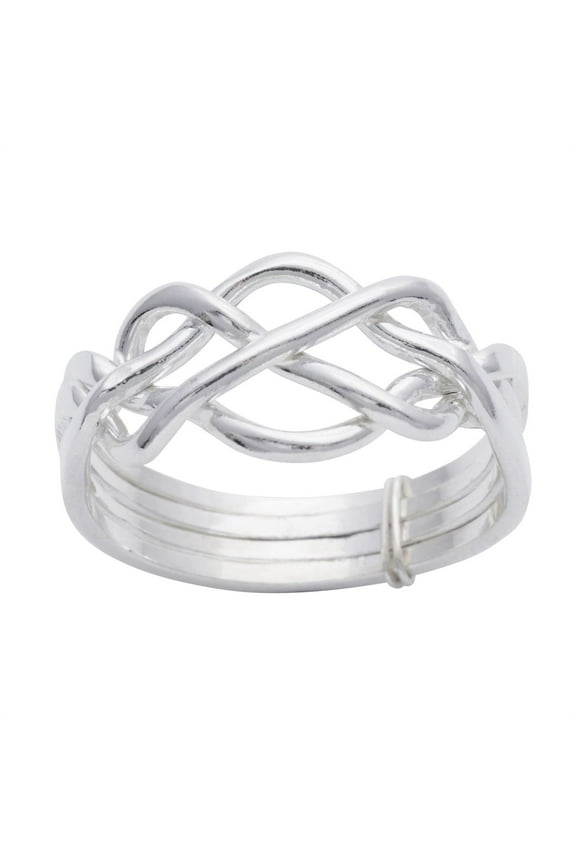 Celtic Knot Puzzle Ring - Solid Silver Rings for Women 925 - Men's Rings in Sterling Silver- Four Band - Jewellery Gift - Unique Promise Ring - Turkish Wedding Ring