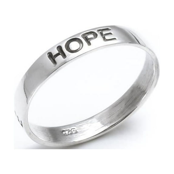 Silverly Engraved Hope Faith Love Sterling Silver Rings for Women and Men - Inspirational Women's Promise Ring - Classic Wedding Band- 925 Solid Silver Stacking Rings Jewellery