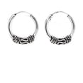 thumbnail image 1 of Silverly Men's Women's 925 Sterling Silver 14 mm Small Balinese Bali Rope Pattern Sleeper Hoop Earrings, 1 of 4