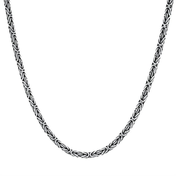 Silverly Men's Women's 925 Sterling Silver Oxidised 3.6 mm Balinese Byzantine Chain Necklace