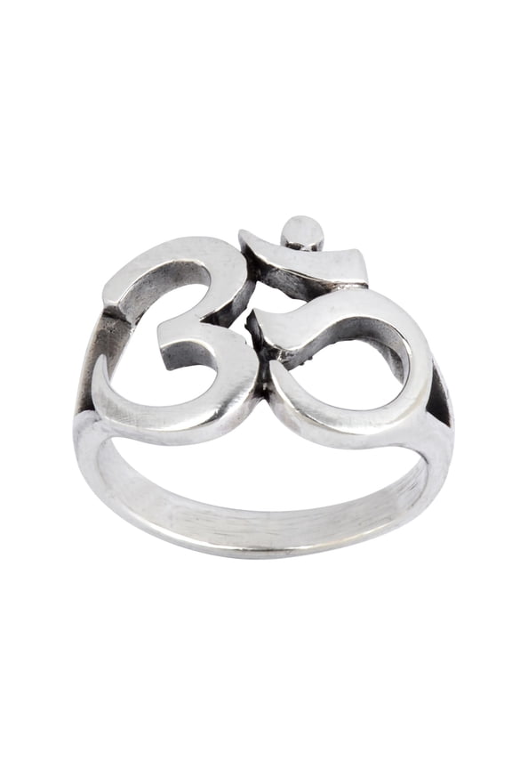 Om Signet Ring for Men - Ohm Aum 925 Sterling Silver Ring - Hindu Buddhist Sanskrit Symbol - Solid SIlver Chunky Rings - Spiritual Gifts for Women - Men's Rings - Sound of the Universe