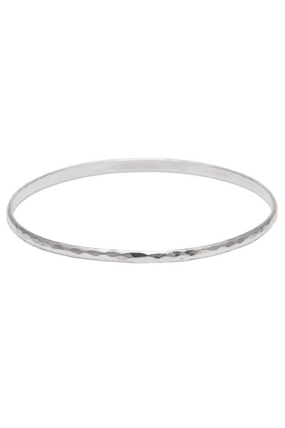 Round Stacker Sterling Silver bangles for Women Solid 925 3 mm - Hammered Silver Jewellery for Women - Minimalist Thin Stackable Silver Bracelet - Stacker Bracelets for Teenage Girls