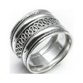 thumbnail image 1 of Silverly Thumb Rings for Women - 15.3 mm Rope Design Wide Sterling Silver Rings - 925 Silver Chunky Men's Ring - Bali Scroll Work Jewellery - Bohemian I Love You Gifts for Her and Him, 1 of 1