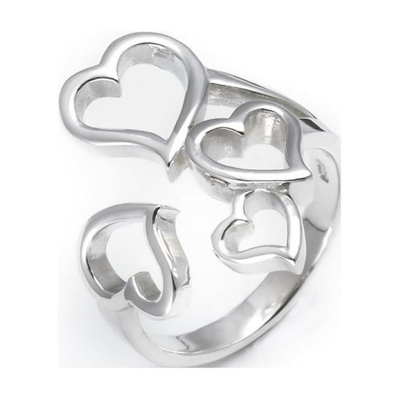 Silverly Women's 925 Sterling Silver 22.8 mm Love Open Heart Adjustable Ring