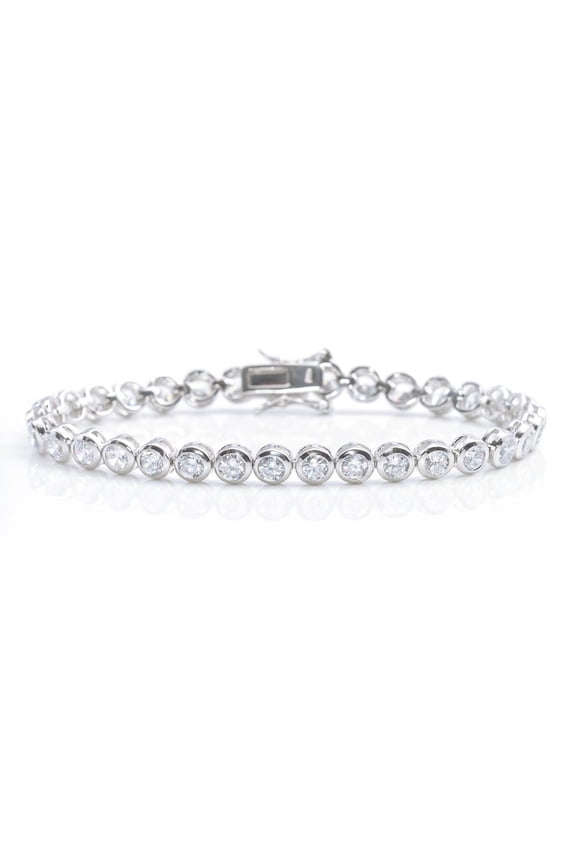 Women's 925 Sterling Silver 5 mm Round Cubic Zirconia Tennis Bracelet, 19 cm