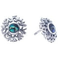 thumbnail image 1 of Silverly Women's 925 Sterling Silver Abalone Paua Shell Round Snowflake Sun Stud Earrings, 1 of 4