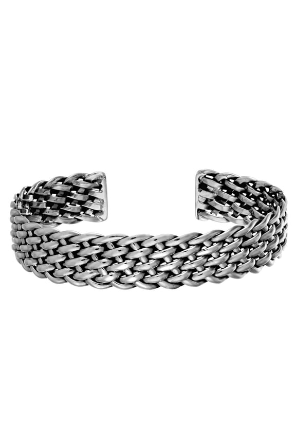 Women's 925 Sterling Silver Braided Rope Knit Weave Open Bangle Bracelet