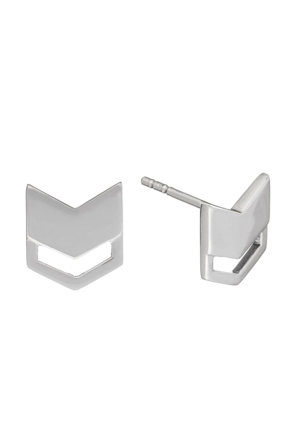 Women's 925 Sterling Silver Chevron Arrow Military Army Geometric Stud Earrings