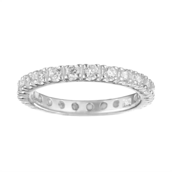 Silverly Women's 925 Sterling Silver Cubic Zirconia Pave Round Cut Brilliant Full Eternity Ring