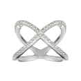 thumbnail image 1 of Silverly Women's 925 Sterling Silver Cubic Zirconia Pave 'X' Criss Cross Long Engagement Ring, 1 of 1