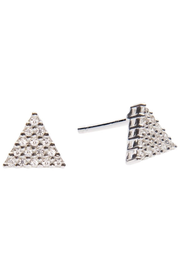 Women's 925 Sterling Silver Cubic Zirconia Triangle Stud Earrings