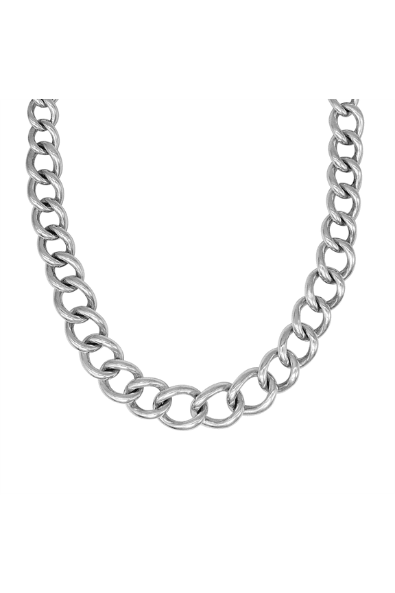 Women's 925 Sterling Silver Electroform Chunky Thick Lightweight Curb Chain Necklace