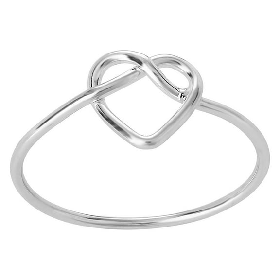 Silverly Women's 925 Sterling Silver Heart Love Knot Thin Band String Design Stackable Ring