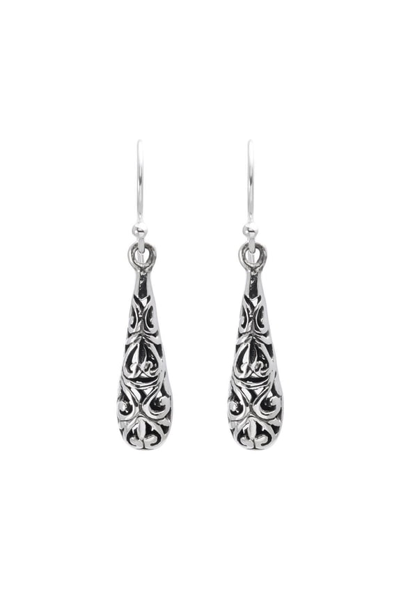 Women's 925 Sterling Silver Intricate Filigree Balinese Drop Dangle Earrings