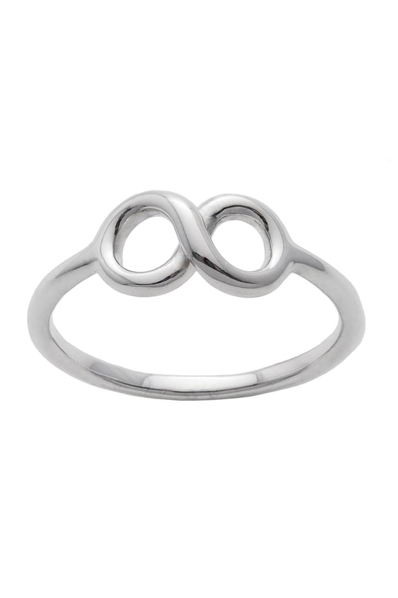 Women's 925 Sterling Silver Love Knot Infinity Symbol Open Figure of "8" Band Ring