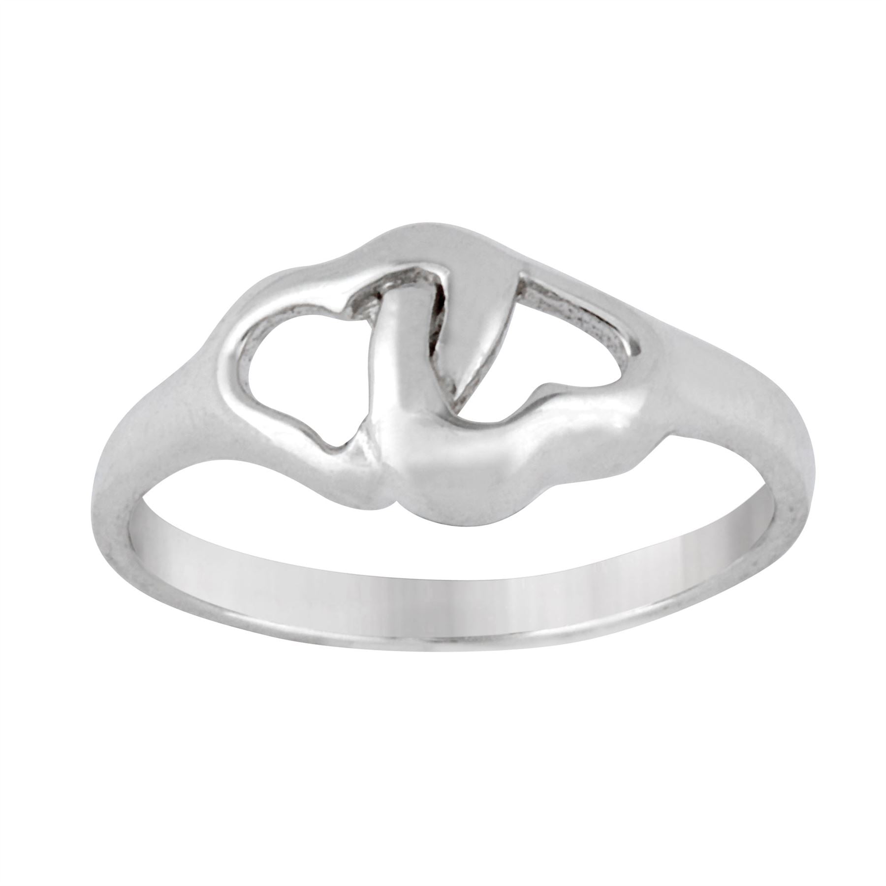 18k Gold Plated Entwined Ring, Sterling Silver love Double Connected Heart  Ring
