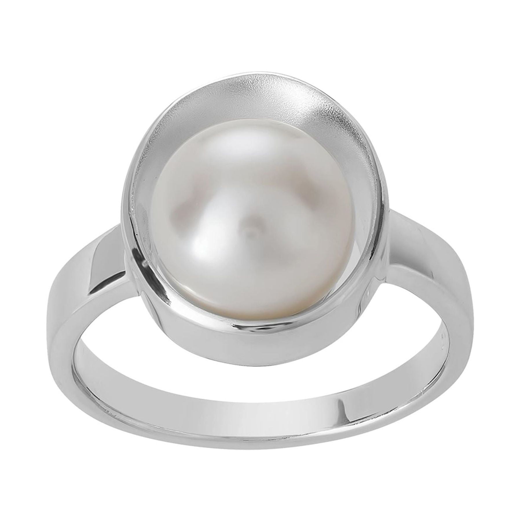 Silverly Women's 925 Sterling Silver Round Cream Freshwater Pearl