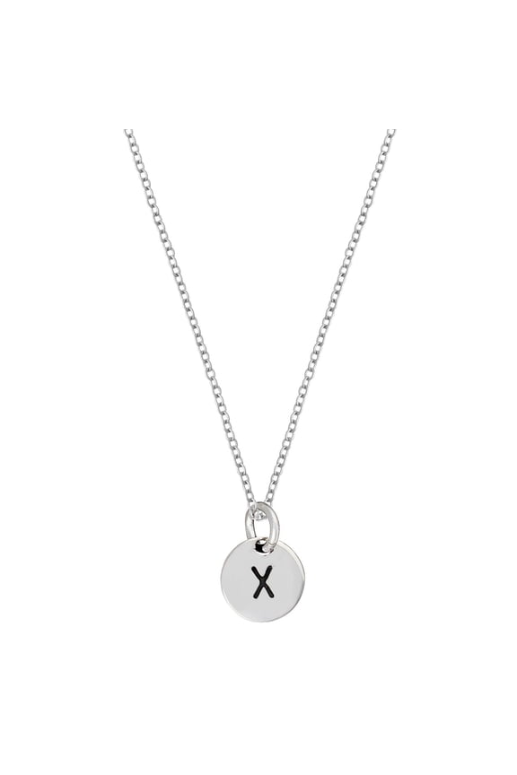 Women's 925 Sterling Silver Round Disc Initial Alphabet Charm Pendant Necklace, 46 cm