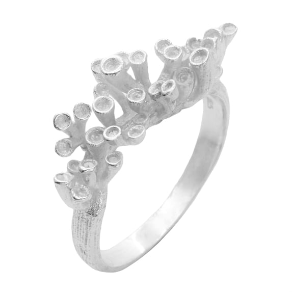 Silverly Women's 925 Sterling Silver Satin Finish Unique Sea Plant Coral Reef Design Ring