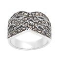 thumbnail image 1 of Silverly Women's 925 Sterling Silver Simulated Marcasite Art Deco Style Entwined Braided Ring, 1 of 6