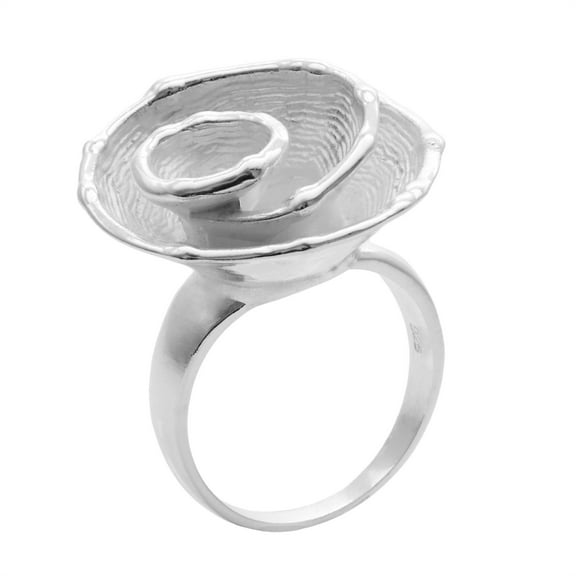 Silverly Women's 925 Sterling Silver Statement Swirl Rose Flower Band Ring