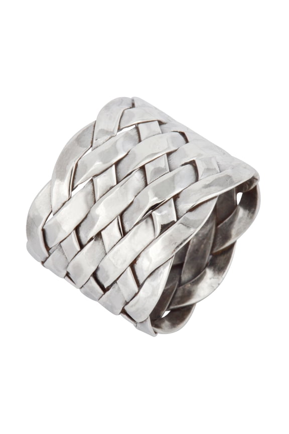 Women's Men's 925 Sterling Silver Entwined Plaited Braided Woven Wide Band Ring