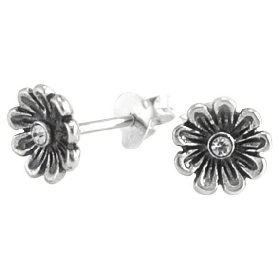 Silverly Womens 925 Sterling Silver Cubic Zirconia CZ Flower Stud Earrings