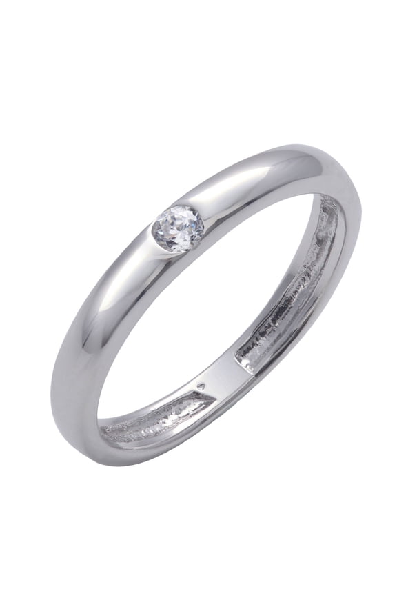 Womens 925 Sterling Silver Cubic Zirconia Flush Setting Solitaire Eternity Band Ring