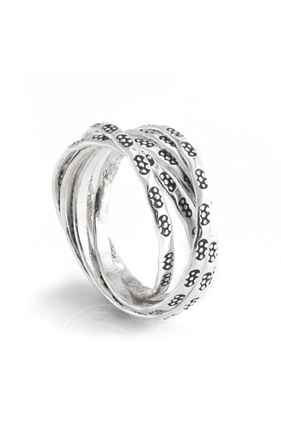 Womens 925 Sterling Silver Russian Style Wedding Interlocking Ring