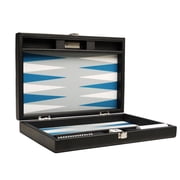 Silverman & Co. 13-inch Premium Backgammon Set - Travel Size - Black/Astral Blue