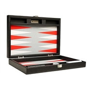 Silverman & Co. 13-inch Premium Backgammon Set - Travel Size - Black/Red