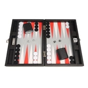 Silverman & Co. 13-inch Premium Backgammon Set - Travel Size - Black/Red