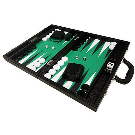 Silverman & Co. 16-inch Premium Backgammon Set - Medium -Green Field