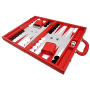 Silverman & Co. 16-inch Premium Backgammon Set - Medium - Red