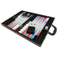 thumbnail image 1 of Silverman & Co. 16-inch Premium Backgammon Set - Medium - Scarlet Red/Patriot Blue Points, 1 of 13