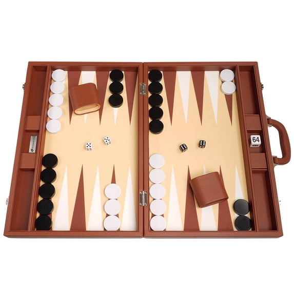Silverman & Co. 19-inch Premium Backgammon Set - Large - Desert Brown