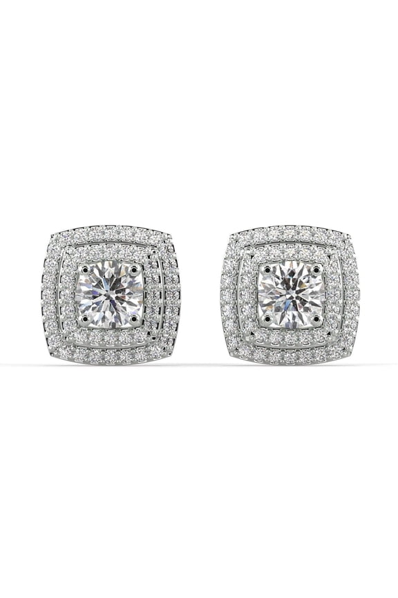 Cushion Diamond Jacket Earrings 18K White Gold over 925 Sterling Silver | Everyday Jewelry for Women, Birthday Gift for Her