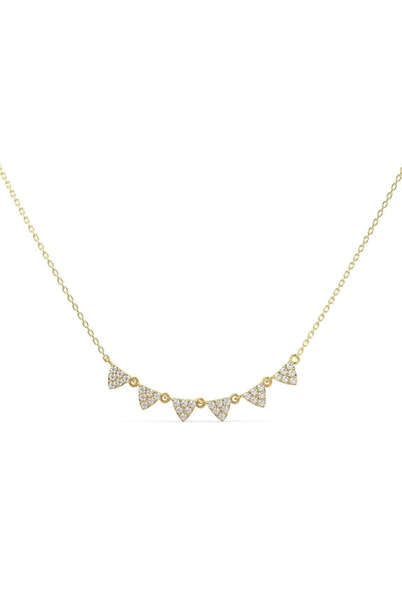 Diamond Triangle Necklace 18K Yellow Gold over 925 Sterling Silver | Everyday Jewelry for Women, Birthday Gift for Her