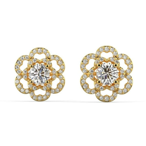 Silvermist Jewelry Floral Diamond Jacket Earrings 18K Yellow Gold over 925 Sterling Silver | Everyday Jewelry for Women, Birthday Gift for Her