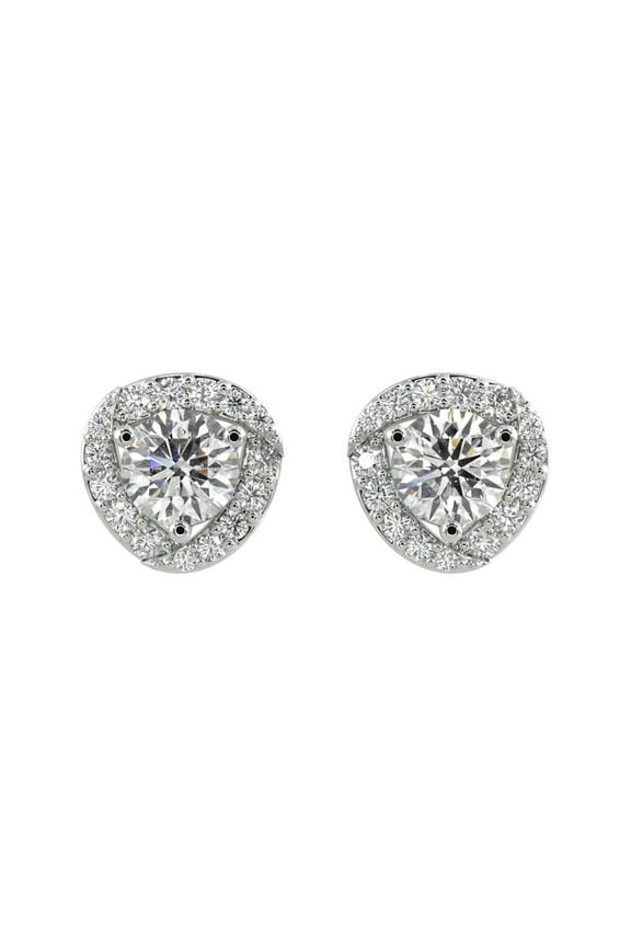 Halo Diamond Jacket Earrings 18K White Gold over 925 Sterling Silver | Everyday Jewelry for Women, Birthday Gift for Her