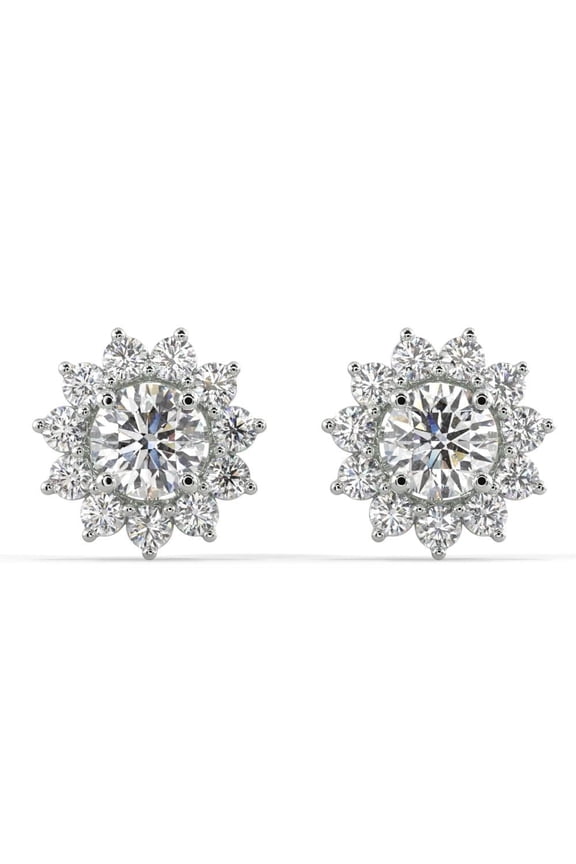 Starburst Diamond Jacket Earrings 18K White Gold over 925 Sterling Silver | Everyday Jewelry for Women, Birthday Gift for Her