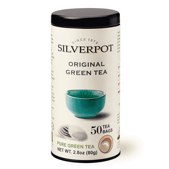 Silverpot Green Tea Bags, 50 Count, Zen Green Tea Leaves for Diet, Digestive, Anti Inflammatory, Hot or Iced, Low Caffeine, 100% Natural