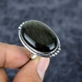 thumbnail image 1 of Silversheen Obsidian Gemstone Handmade 925 Sterling Silver Ring Size 9, 1 of 4